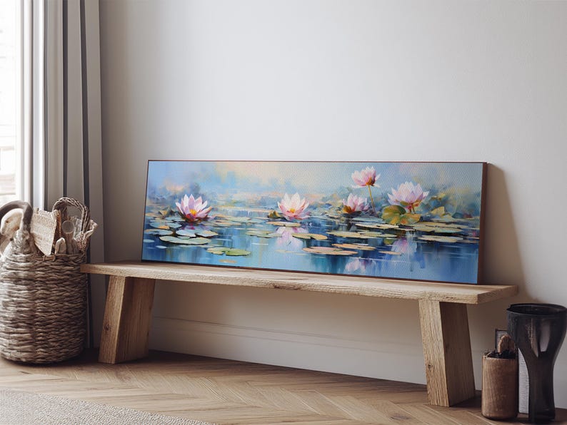 Water Lily Framed Canvas Print, Water Lily, Lily Pad Print, Lily Print, Wall Art, Wall Decor, Spa art, Tranquil Art, Water Lily Art image 7