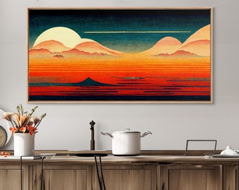 Art Deco Sunset, Desert Dunes, Canvas Print ready to hang wall art, cool wall art