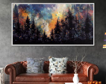 Forest Fire Abstract, Forest Landscape Wall Art, Framed Canvas Print, Pine Tree Canvas, Pine Tree Artwork, Pine Tree Canvas Art, Wall Decor