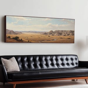 Panoramic Watercolor of Badlands National Park, North Dakota Wall Art, Landscape Painting Travel Art image 16