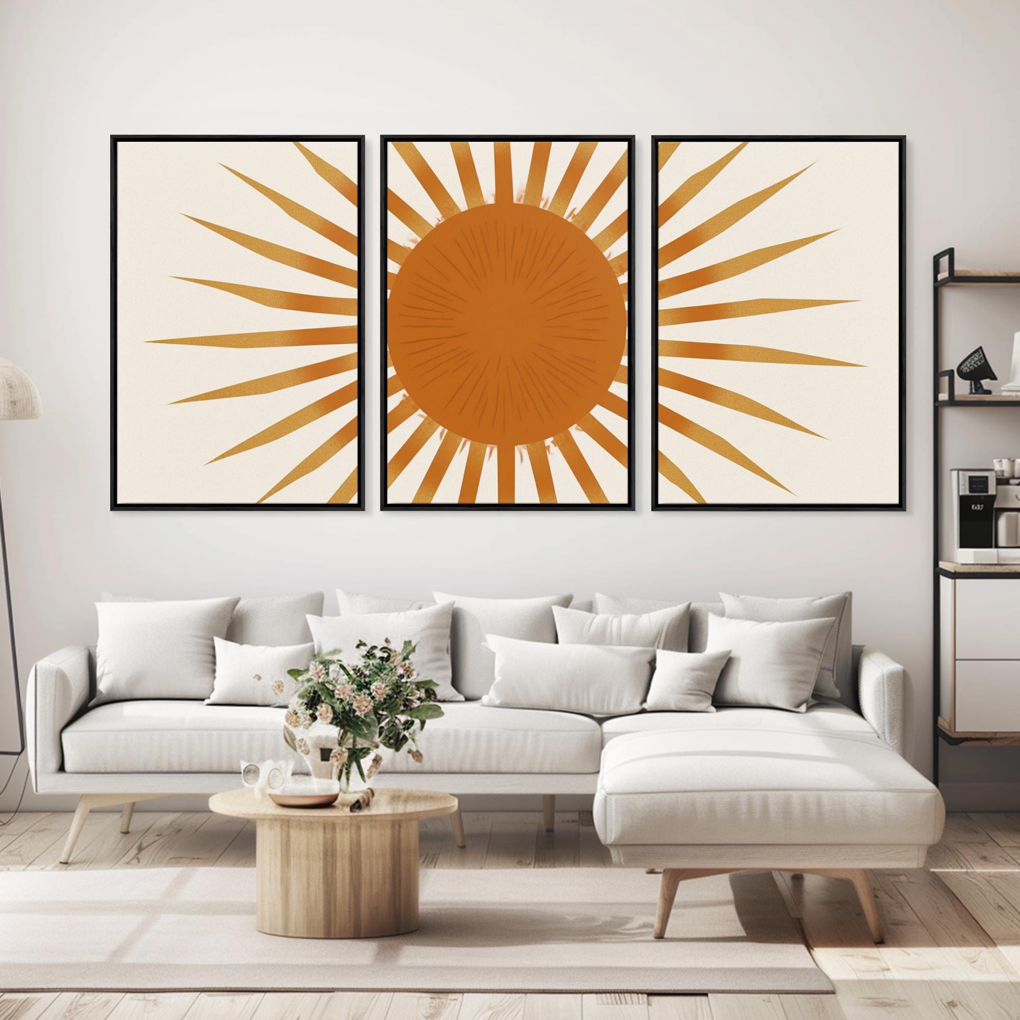 Glamorous Sunburst Wall Art, Art Deco, Framed Canvas Print