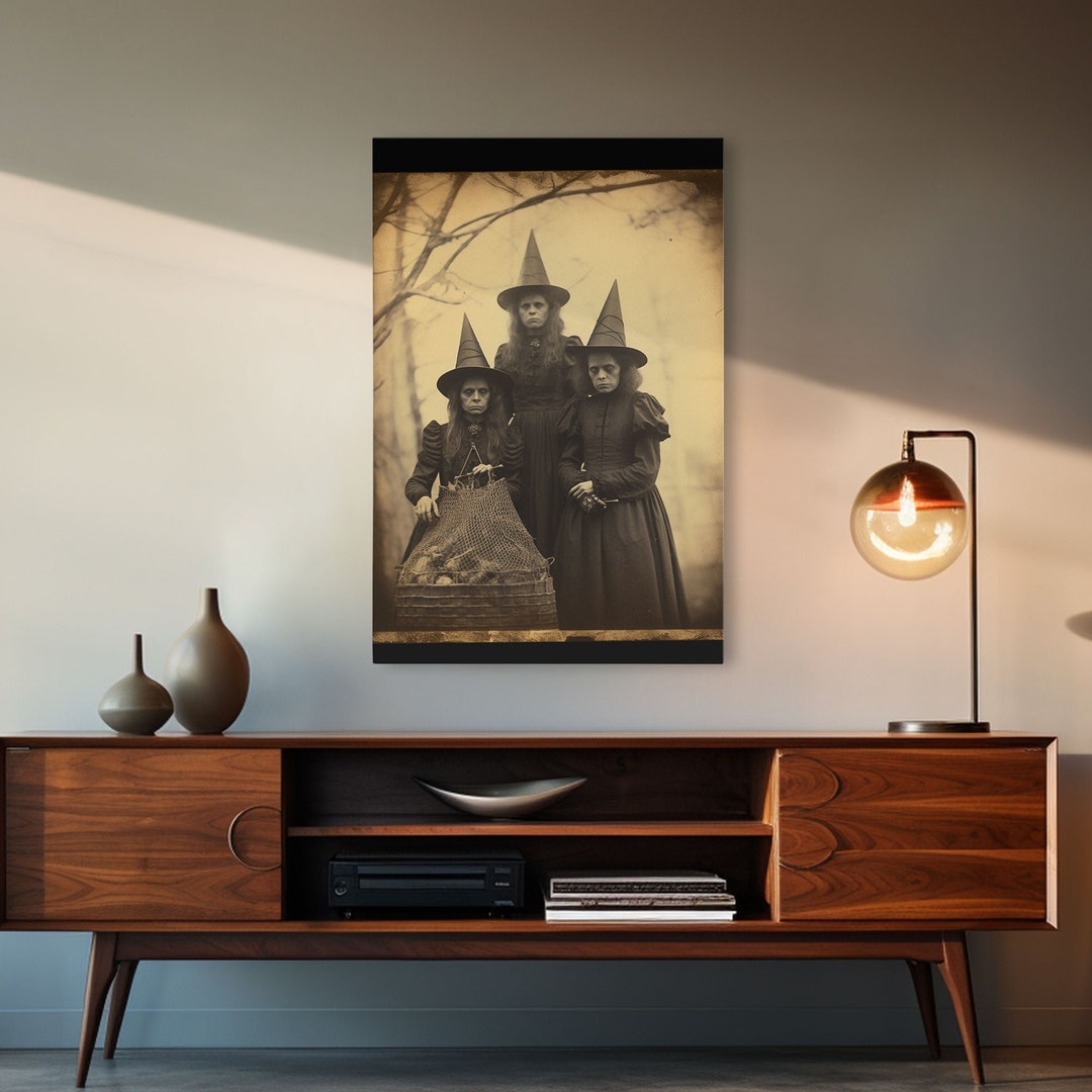 Horror Art, Occult Art, Goth Wall Art, Witch Wall Decor, Black and White Art, Canvas Print, Wall