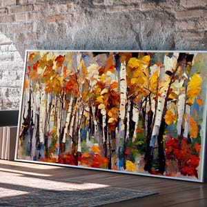 Large Birch Trees Canvas Print Boho Wall Decor Autumn Birch Forest ...
