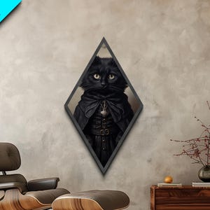 Cute Victorian Cat Portrait, Halloween Decor, Oil Painting Of A Gothic Victorian Cat, Halloween Wall Art, Canvas Textured Print