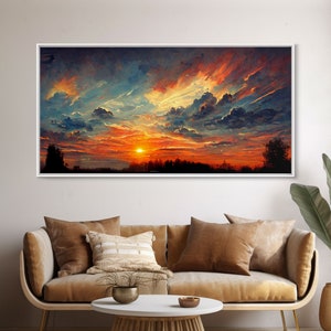 Mountain Sunset Oil Painting On Canvas, Canvas Print, Ready to hang gallery wrapped nature canvas print