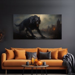 The Werewolf, Halloween Art Print, Framed Canvas Art, Halloween Poster Print, Victorian Dark Academia Oil Painting