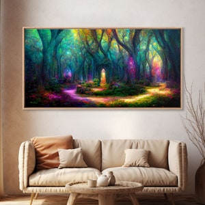 Fantasy wall art, canvas print, magical forest, fantasy landscape art, ready to hang wall art