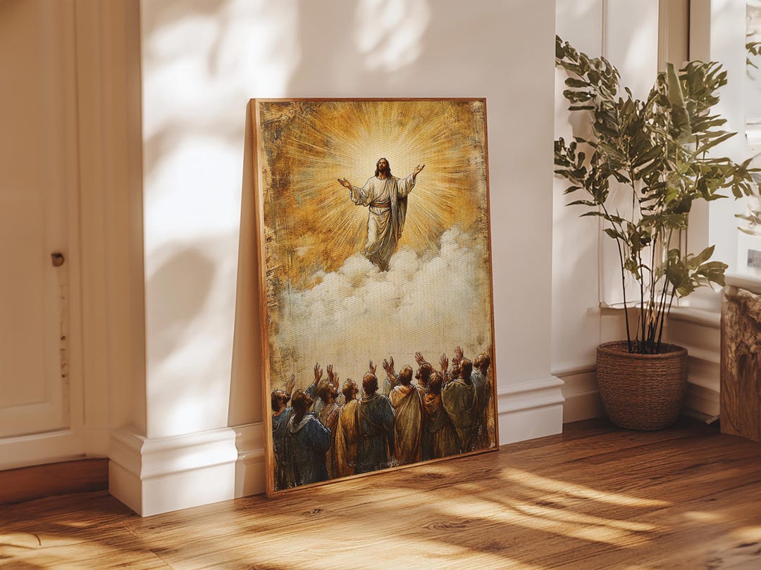 Ascension of Christ Rising on a Cloud Framed Canvas Print | Vibrant Pop ...