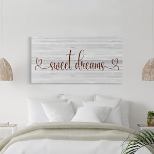 Sweet Dreams Sign, Large Bedroom Wall Decor over the Bed, Farmhouse Decor, Wall Art Decor, Canvas Print, Bedroom Wall Decor, guest room