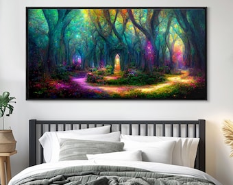 Fantasy wall art, canvas print, magical forest, fantasy landscape art, ready to hang wall art