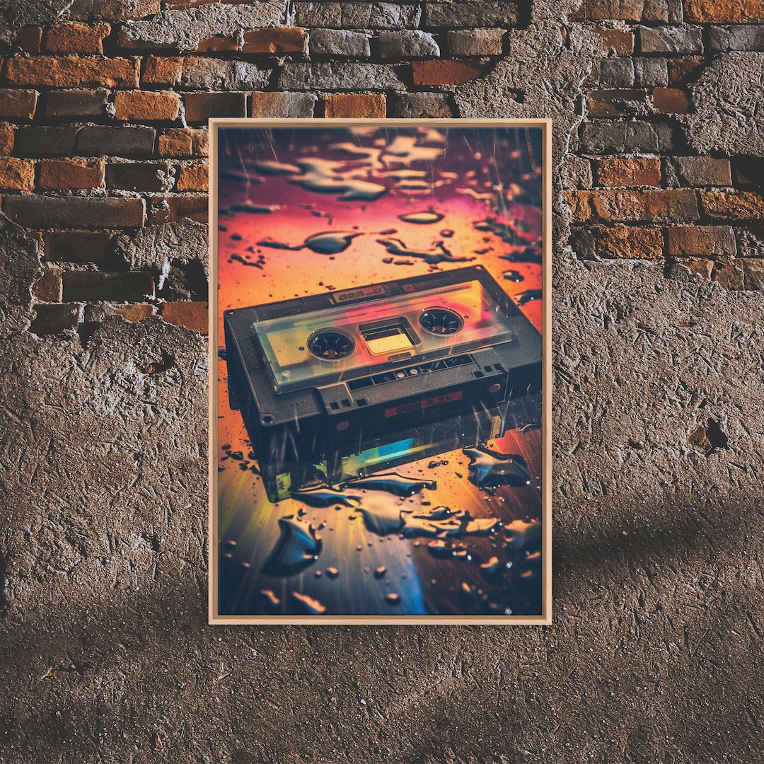Retro 80s Cassette Tape Art, Framed Canvas Print, Custom Cassette Tape
