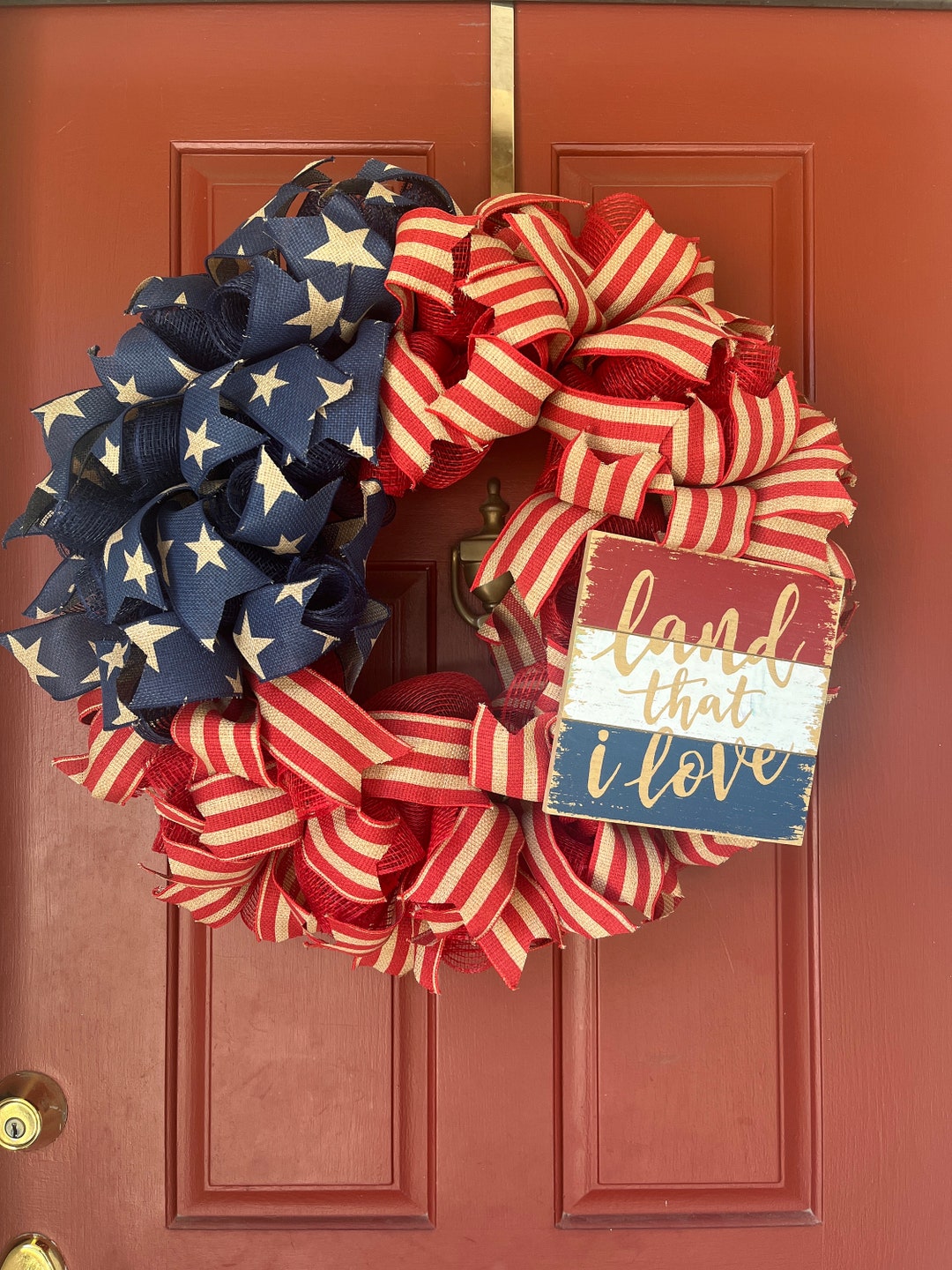 4th of July Wreath, Memorial Day Wreath, Americana Decor, American Flag ...