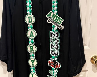 Customized Graduation Lei, Gift for graduation,  2 color graduation lei, Personalized Graduation gift, class of 2024, class of 2024