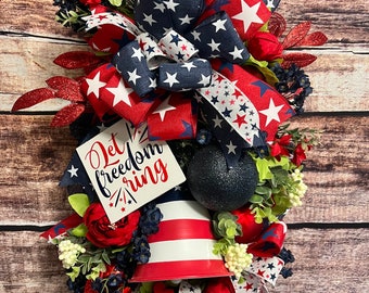 4th of July Swag, 4th of July wreath, Memorial Day Wreath, Americana wreath, Patriotic Wreath, Independence Day Wreath, Veteran’s Day wreath