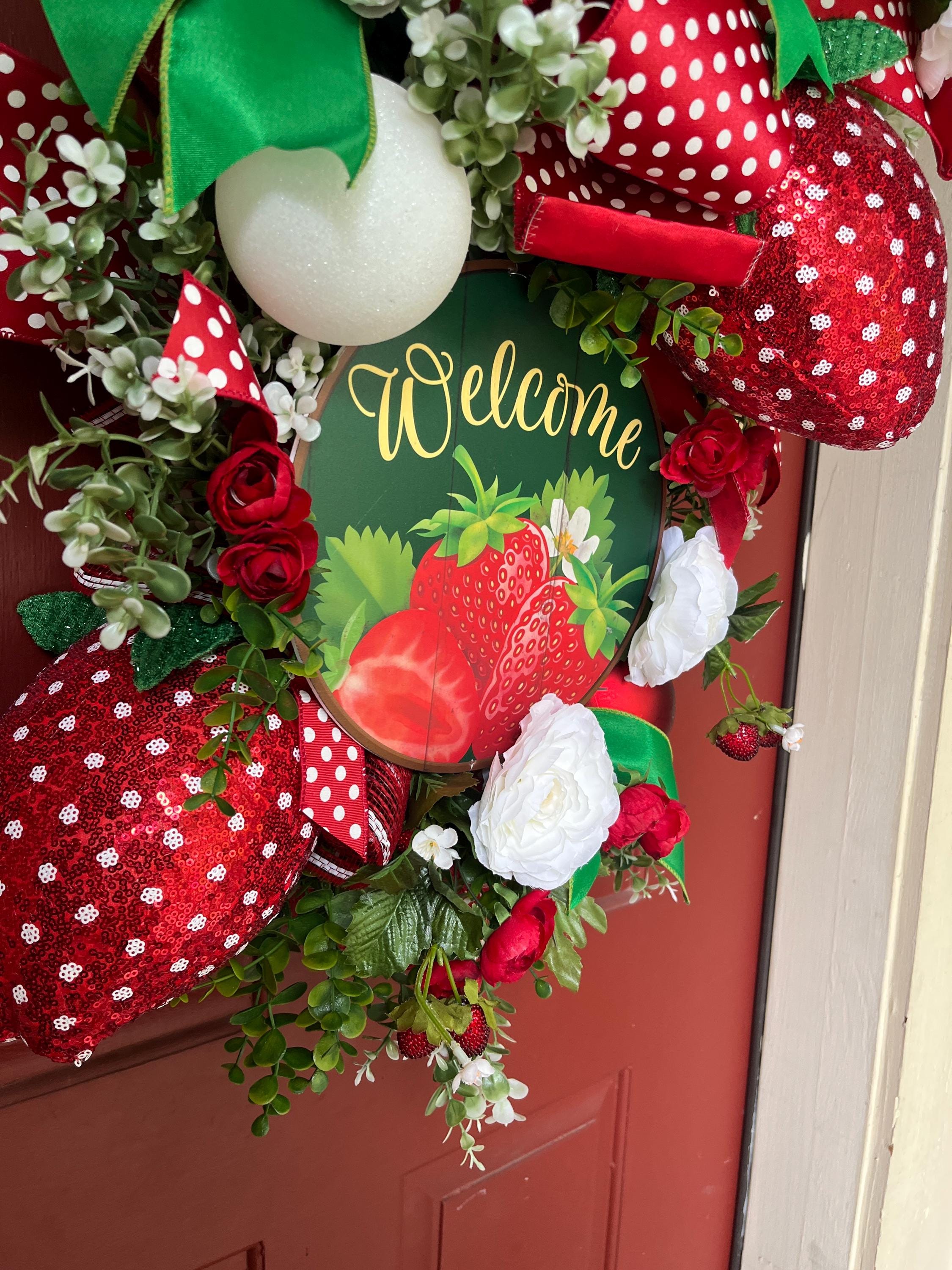 Strawberry Wreath, Summer Wreath, Front Door Wreath, Strawberry Decor ...