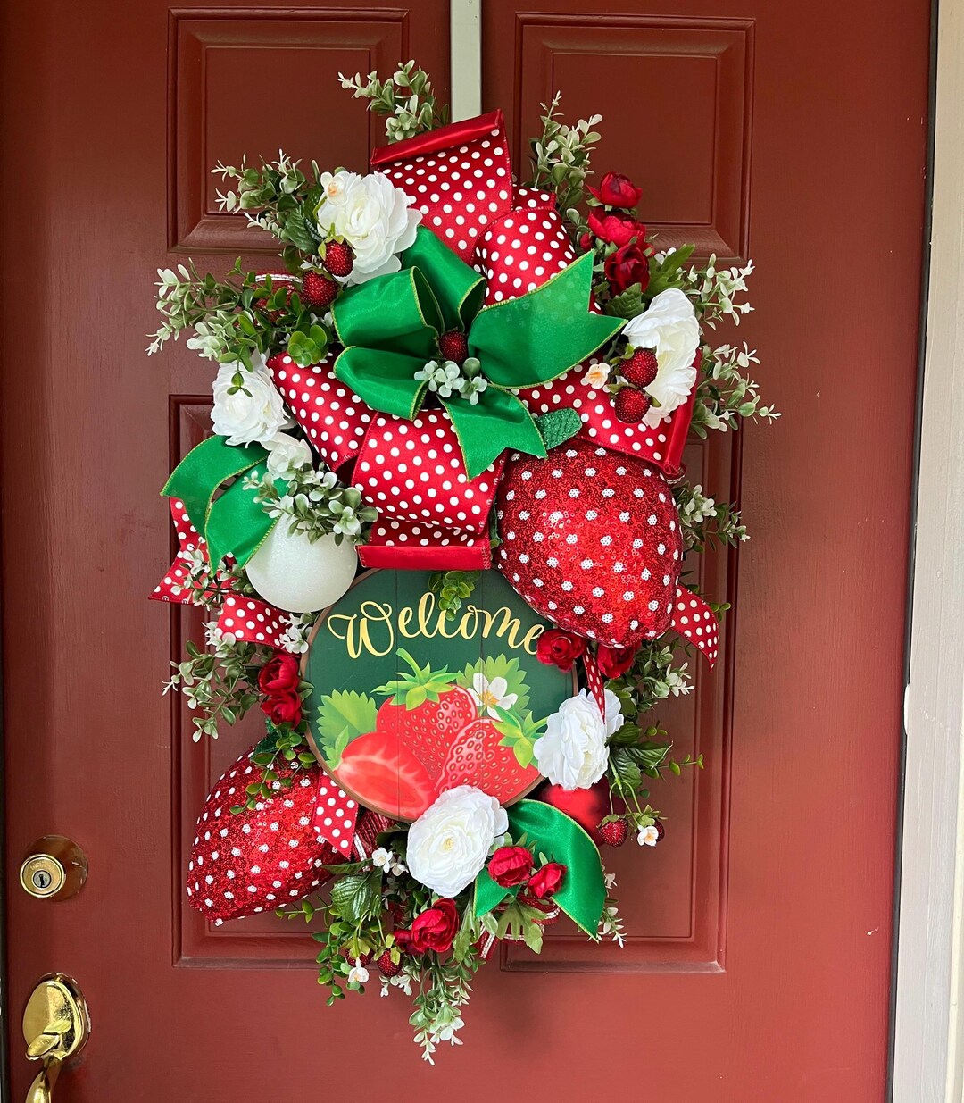 Strawberry Wreath, Summer Wreath, Front Door Wreath, Strawberry Decor ...