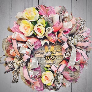 Easter Wreath, Easter Wreath with Bunny, Spring Wreath for Front Door, Easter Decorations, spring wreath, bunny wreath, spring floral wreath