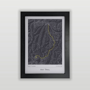 Elke print routekaart: ingelijst: cadeau voor trailrunners, trail- en xc-runnercadeaus