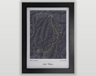 Any Trail Route Map Print - Framed : Gift for Trail Runners, Trail & XC Runner Gifts