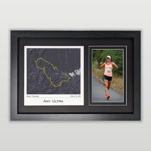 Elke: ultramarathonkaart en fotolijst: cadeau voor elke ultramarathonloper: gemaakt op basis van je ultrahardloopgegevens