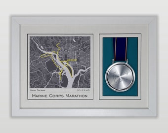 MCM Marine Corps Marathon Map Medal Display Frame Gift for Marine Corps Marathon Runner Print made from your run data