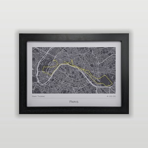 Paris Marathon Route Map Print - Gerahmt: Geschenk für Paris, Läufer Print aus Ihren Laufdaten