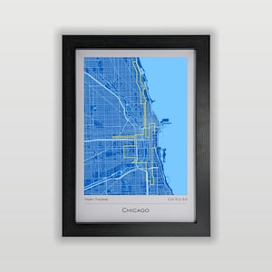 Chicago Marathon Route Map Print - Gerahmt: Geschenk für Chicago, Marathonläufer erstellt aus Ihren Laufdaten