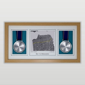 Bay to Breakers - Route Map & Double Medaille Display Frame: Geschenk für Bay to Breakers - Runner, His and Hers, mehrere Jahre