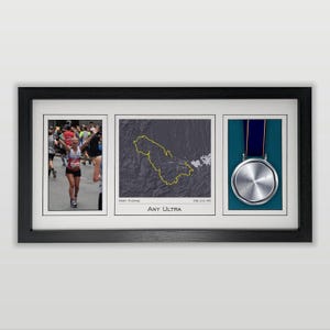 Elke: hardloopkaart ultramarathon, foto en medaille: cadeau voor ultramarathonlopers: gemaakt op basis van je ultrahardloopgegevens