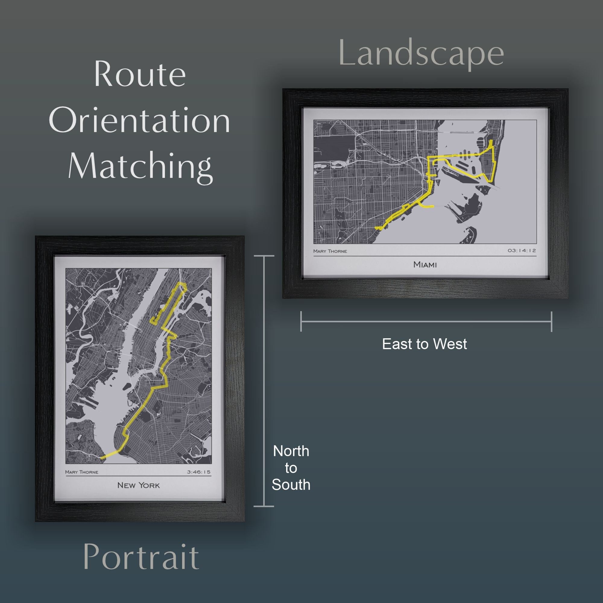 Any Trail Route Map Print - Framed : Gift for Trail Runners, Trail & XC ...