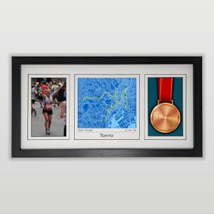 Tokyo Jahrestag Karte, Foto & Medaillen-Rahmen: Geschenk für Tokyo-Marathon-Läufer Druck aus Ihren Laufdaten erstellt