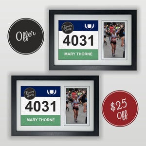 2 x Running Race Bib & Photo Display Frames : Gift for Runner - Running Bib Display Frame