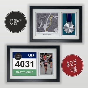 Hardloopkaart en medaille plus fotolijst voor slabbetjes - Aanbieding: cadeaus voor hardlopers - lijst voor hardlopers