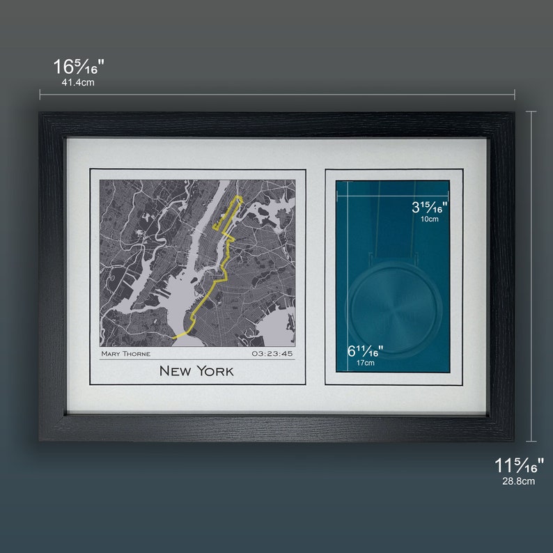 Chicago Marathon Map & Medal Display Frame Gift for Chicago Marathon Runner Print Made From