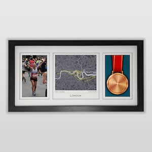 London-Marathon-Karte, Foto- & Medaillenrahmen: Geschenk für London-Marathonläufer Druck aus Ihren Laufdaten