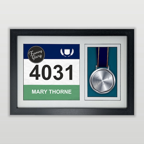 Any Marathon Running Race Bib & Medal Display Frame : Gift for Runners - Running Bib Display Frame