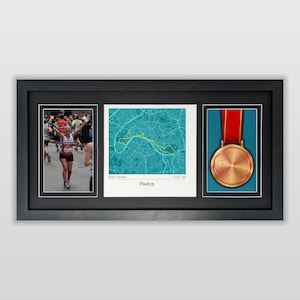 Paris Marathon Karten-, Foto- & Medaillenrahmen: Geschenk für Paris-Marathonläufer Druck aus Ihren Laufdaten