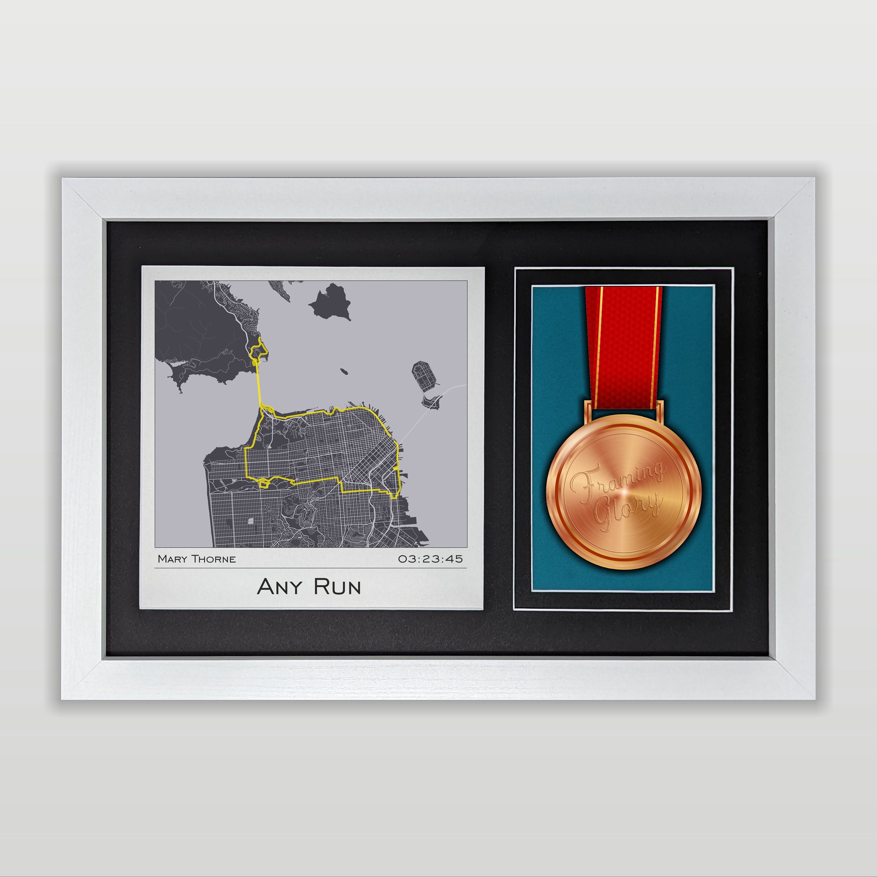 Marathon Running Map & Medal Display Frame : Gift for Runners - Etsy