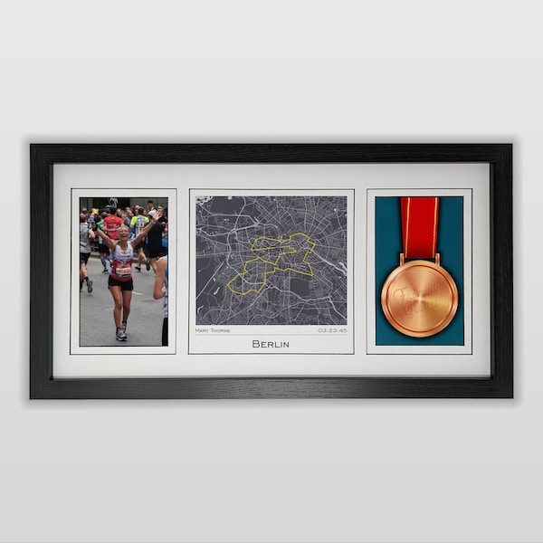 Berlin Marathon Map, Photo & Medal Display Frame : Gift for Berlin  Marathon Runner Print made from your run data