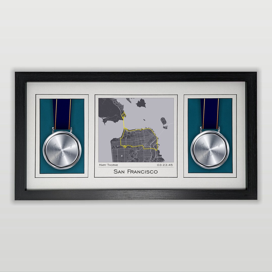 San Francisco Marathon Route Map Double Medal Display Frame