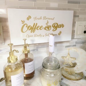 Custom Coffee Bar Sign | Personalized Wood Cafe Sign | Coffee Lover Gift | Kitchen Coffee Decor | Rustic Coffee Station Sign