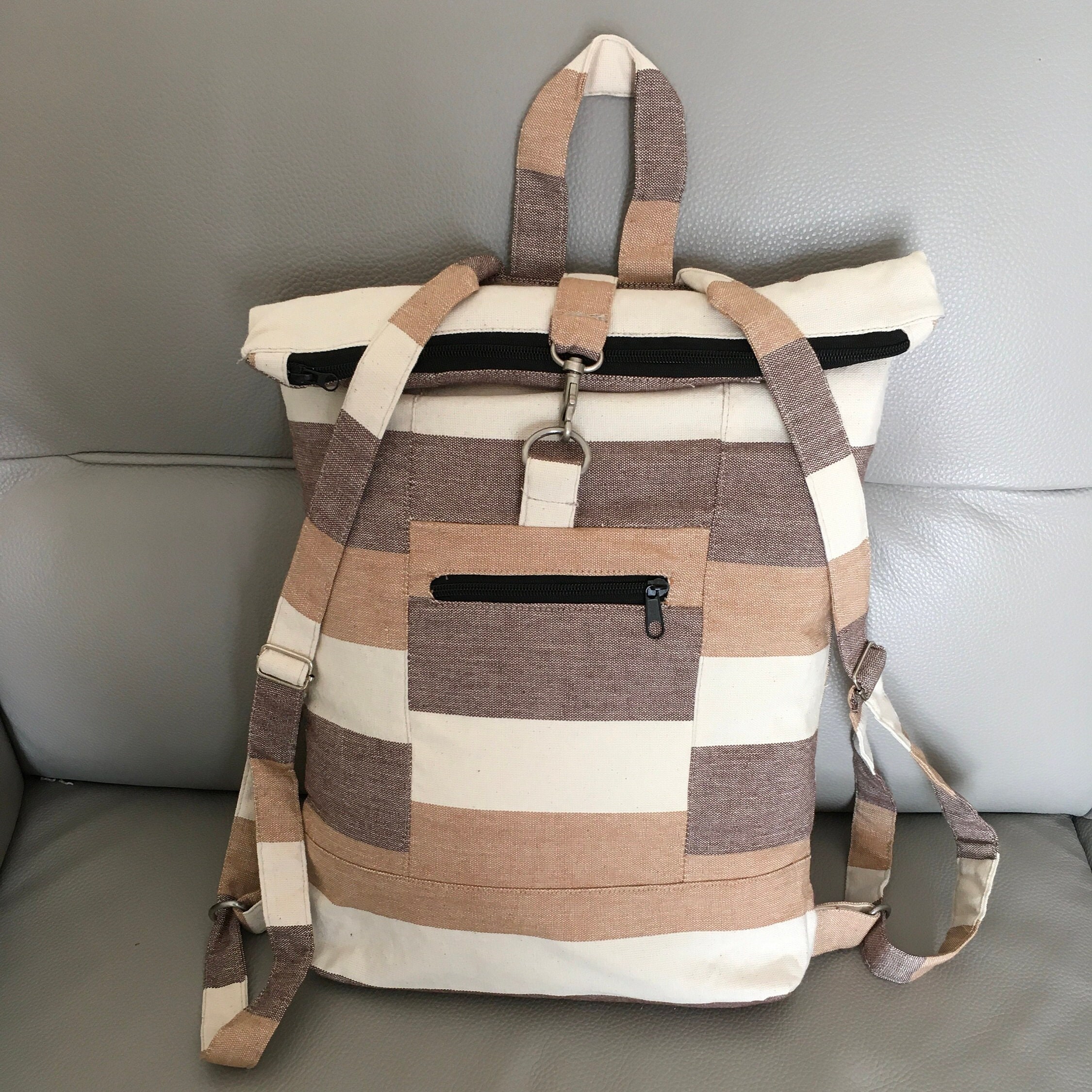 Handloom Cotton Backpack | Lightweight Everyday Rucksack - Etsy display picture 2