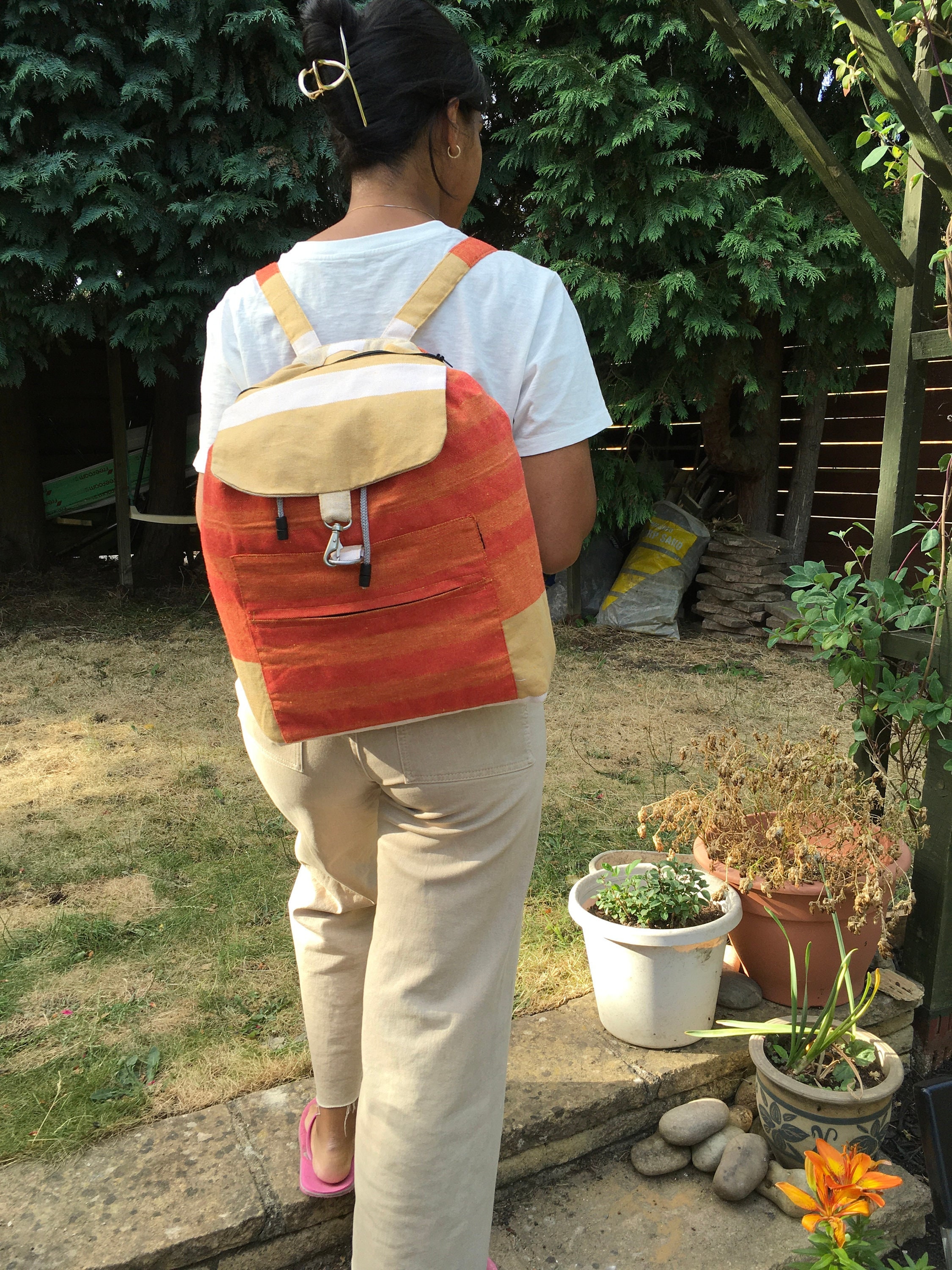 Handloom Cotton Backpack | Lightweight Everyday Rucksack - Etsy display picture 1