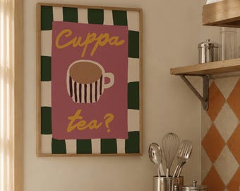 Wandbild „Tasse Tee“ | Dopamin-Deko | Küchenbild | Teetassen-Poster | Farbenfrohe Küchenkunst