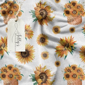 Sunflowers ink Seamless repeating Pattern