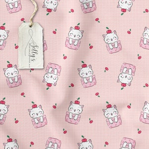 INSTANT DOWNLOAD -  Cat and Cherry Seamless File Repeating Pattern for Fabric