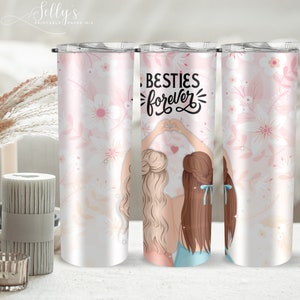 Best Friends Tumbler Wrap PNG , 20oz Tumbler Wrap Digital Download, Gift For Her, 20oz Skinny Tumbler Wrap, Straight and Tapered Design