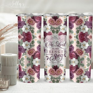 Tumbler Wrap with Scripture Jesus Faith Quote Religious Floral Seamless Sublimation Design Downloads - Skinny Tumbler 20oz Design - PNG 2022