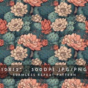 Southwestern Charm A Hand Drawn Cactus Design for Fabric and Digital Paper