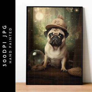 Cute Pug Wall Art Print High Quality Printable Animal Wall Art for Home Decor and Pug Lover Gift